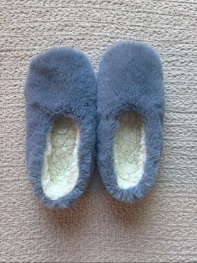 Cozy Plush Slipper Mules in Dusty Blue